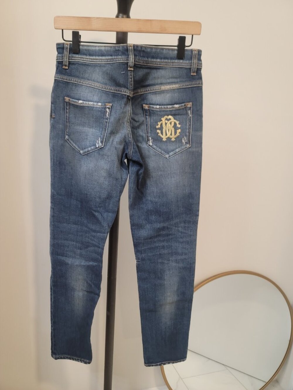 Roberto Cavalli Jeans Womens Slim Blue Stretch Denim Logo Pocket Sz 40 - Picture 4 of 9
